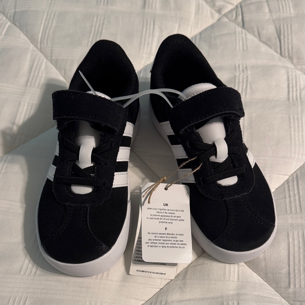 adidas Kids Black and White Velcro Sneakers